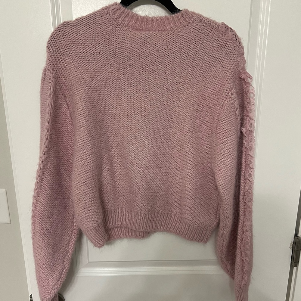 H&M Lace-Trimmed Sweater Pink Small - Picture 4 of 10